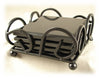 Black Marble Coaster Set With Black Metal Holder