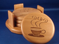 Red Alder Wood Round Coaster Set